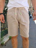 BERMUDA MILLE RIGHE LINO CON ELASTICO SUPERIOR VINTAGE