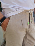 BERMUDA MILLE RIGHE LINO CON ELASTICO SUPERIOR VINTAGE
