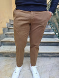PANTALONE TASCA AMERICA IN GABARDINA MICROFANTASIA BOTTEGA NAPOLETANA