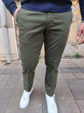 PANTALONE TASCA AMERICA IN GABARDINA MICROFANTASIA BOTTEGA NAPOLETANA