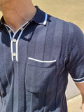 POLO QUATTRO BOTTONI IN FILO DI COTONE A COSTE LARGHE E TASCHINO MARKUP