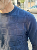 MAGLIA GIROCOLLO PUNTO QUADRATO CON TOPPE AI GOMITI MARKUP