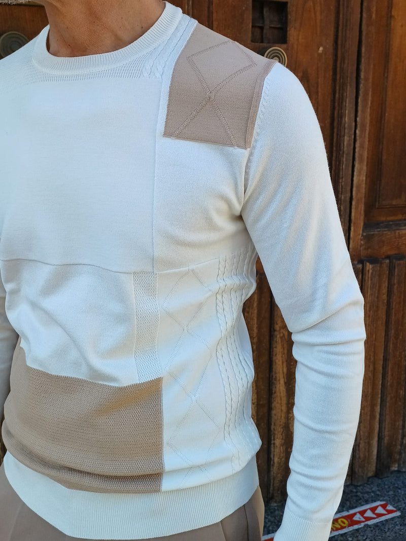 MAGLIA GIROCOLLO CON PATCHWORK MARKUP