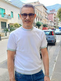 T-SHIRT GIROCOLLO CON BORDI COLORATI IN FILO DI COTONE MARKUP
