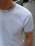 T-SHIRT GIROCOLLO CON BORDI COLORATI IN FILO DI COTONE MARKUP
