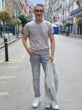 T-SHIRT GIROCOLLO CON BORDI COLORATI IN FILO DI COTONE MARKUP