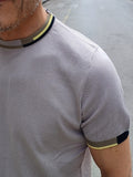 T-SHIRT GIROCOLLO CON BORDI COLORATI IN FILO DI COTONE MARKUP