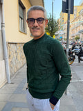 MAGLIA GIROCOLLO PUNTO QUADRATO CON TOPPE AI GOMITI MARKUP