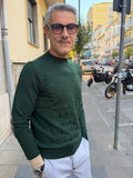 MAGLIA GIROCOLLO PUNTO QUADRATO CON TOPPE AI GOMITI MARKUP