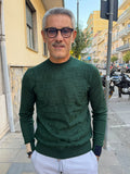 MAGLIA GIROCOLLO PUNTO QUADRATO CON TOPPE AI GOMITI MARKUP