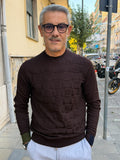 MAGLIA GIROCOLLO PUNTO QUADRATO CON TOPPE AI GOMITI MARKUP