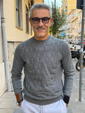 MAGLIA GIROCOLLO PUNTO QUADRATO CON TOPPE AI GOMITI MARKUP