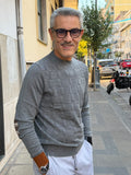 MAGLIA GIROCOLLO PUNTO QUADRATO CON TOPPE AI GOMITI MARKUP