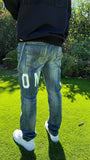 JEANS SLIM CON LOGO GAMBA FRONTE RETRO ICON