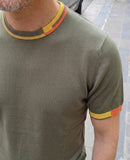T-SHIRT GIROCOLLO CON BORDI COLORATI IN FILO DI COTONE MARKUP