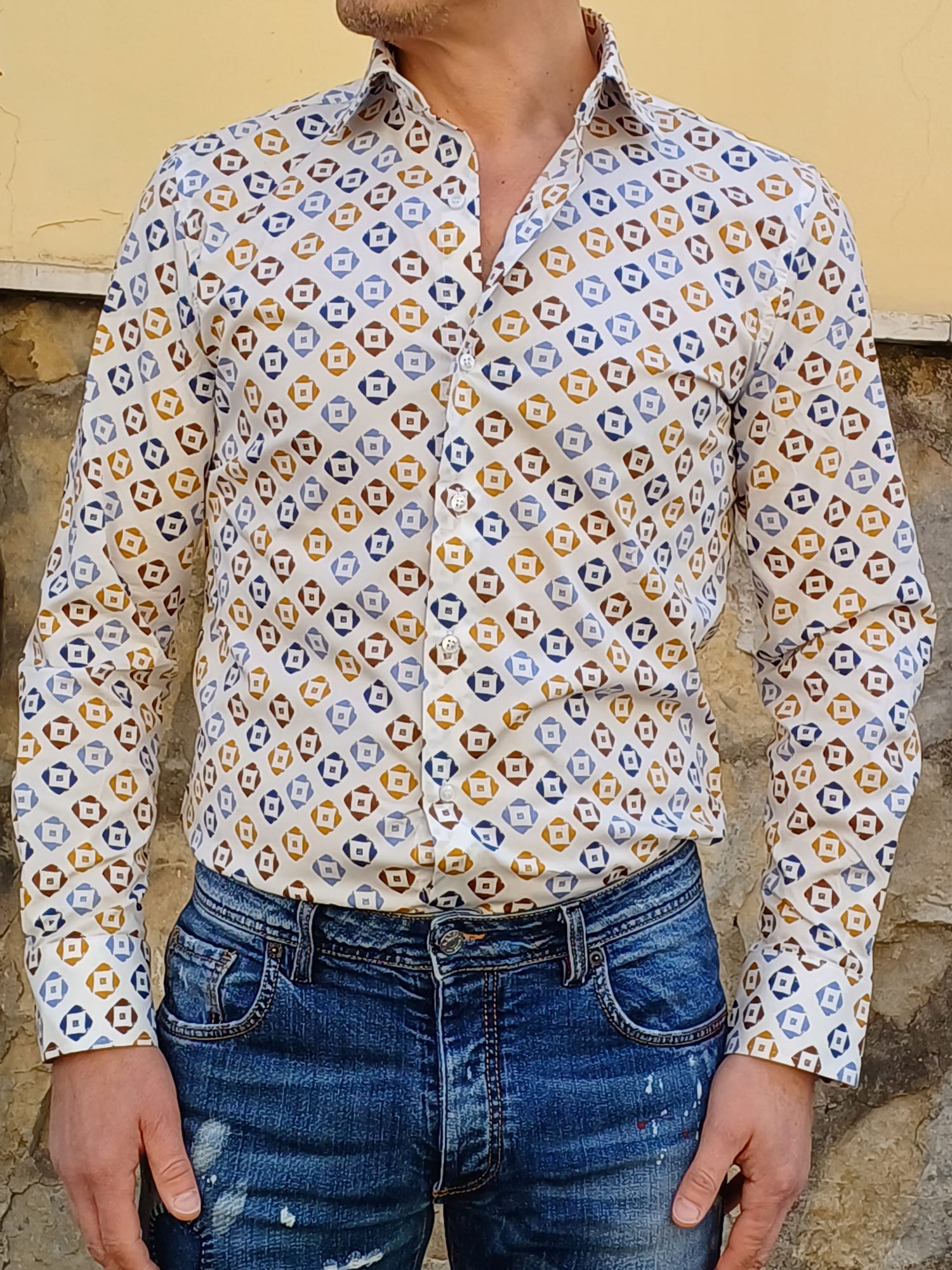 CAMICIA STAMPA ROMBI MADE IN ITALY